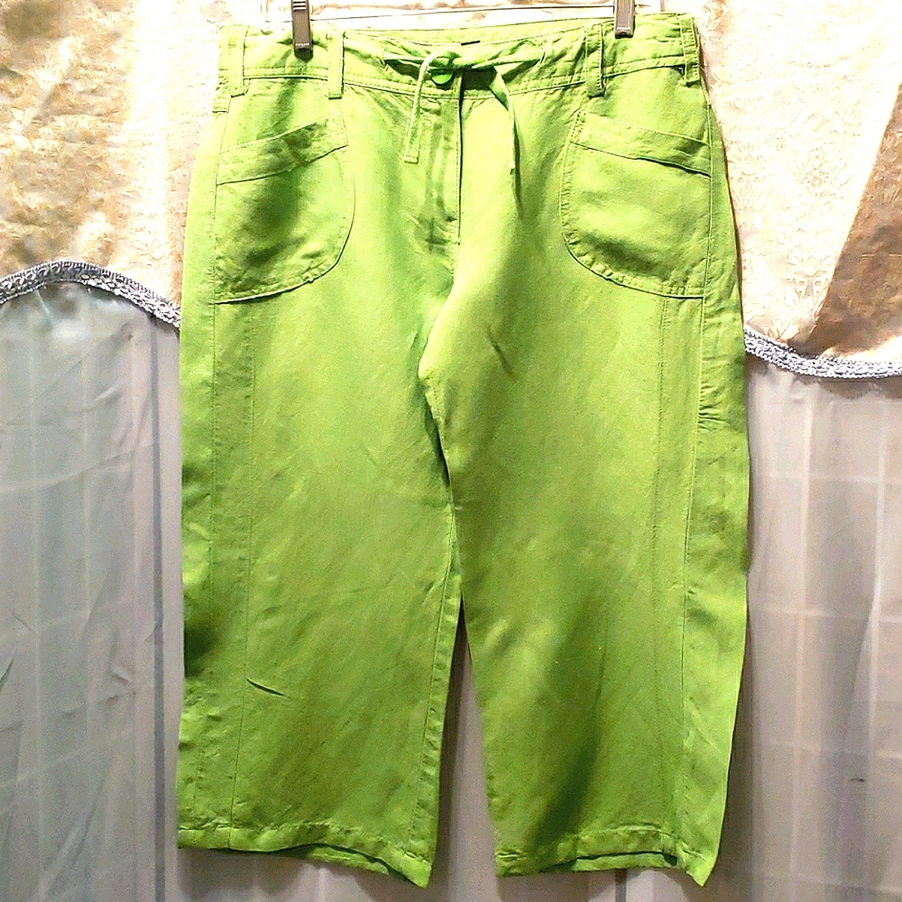 SHERRY TAYLOR GREEN CROP PANTS SZ L